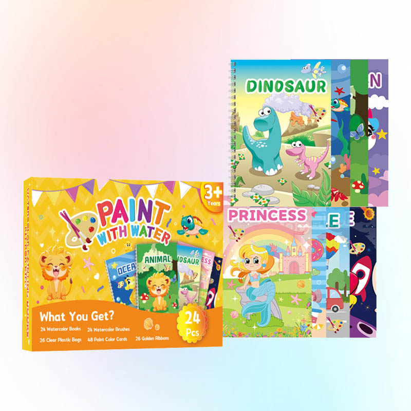 24 Pack Pocket Watercolor Coloring Book Set