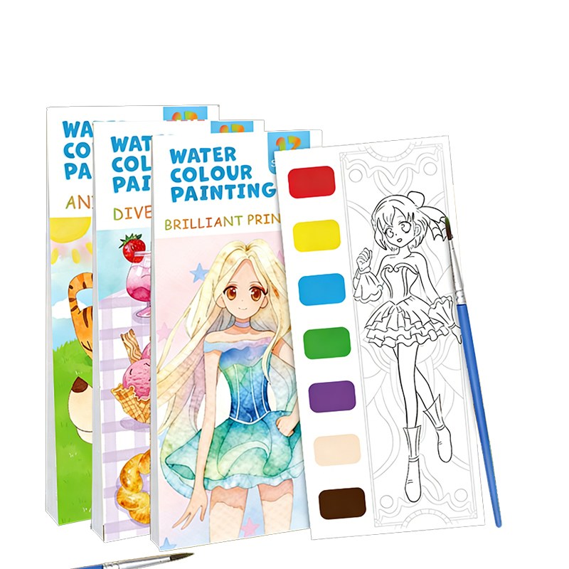 Hardback Watercolor Painting Book with Built-in Paint