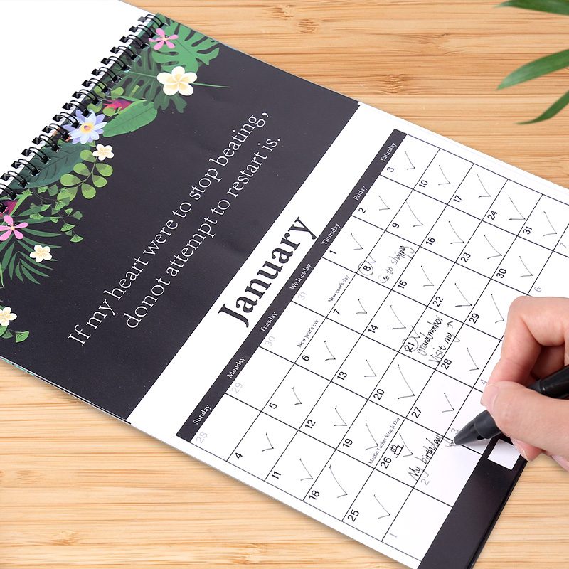 Spiral-Bound Thick Paper Calendar