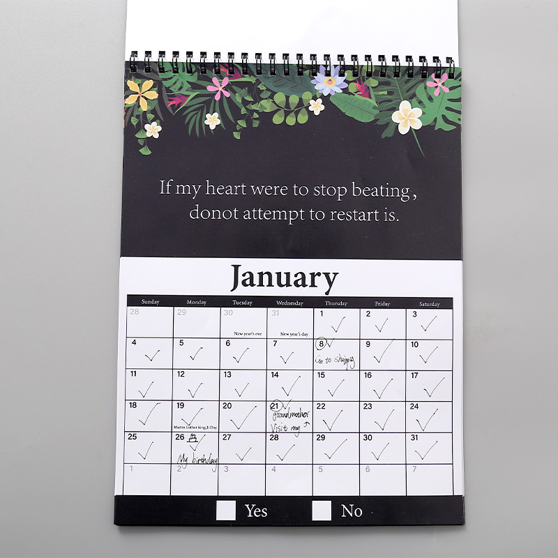 Spiral-Bound Thick Paper Calendar